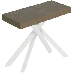 Ausziehbare Konsole 90x40/300 cm Saki taubengraue weiße Beine