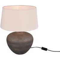 MeineWunschleuchte Große Tischleuchte braun und Stoffschirm beige,