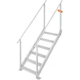 Vevor 6-stufige Badeleiter mit zwei Handläufen Bootsleiter 800x1850x2092mm Poolleiter aus Aluminiumlegierung Treppenleiter 250kg Tragfähigkeit 10cm