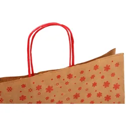 Nette 50 Papiertaschen braun mit gedrehten Papiergriffen, Weihnachts- Motiv 45+17x48cm