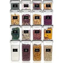 luxuskollektion Vorratsdose 16-teiliges Vorratsdosen Set mit Etiketten, luftdicht, BPA-frei bunt