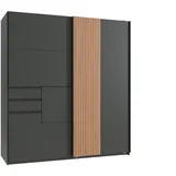 WIMEX Schwebetürenschrank »Coburg, Kleiderschrank Made in Germany«, mit Akustikpaneel Optik oder Holzoptik eichefarben, 180cm breit, schwarz