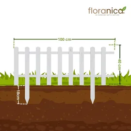 Floranica Zierzaun 100 x 40 cm 4 Stk. Weiß