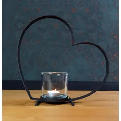 Herzförmiges Eisenwindlicht Bebi 40 cm