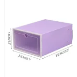 Schuhaufbewahrung - 20er Set transparente stapelbare Schuhboxen - Faltbare Aufbewahrungsboxen mit Deckel - PP Kunststoff - Lila