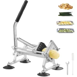 VEVOR Kommerzieller Gemüseschneider, 1/2 Zoll Obstschneider, Gemüseschneider aus Edelstahl und Aluminiumlegierung, manueller Schneider mit rutschfesten Füßen, für Radieschen, Zwiebeln, Kartoffeln, Zit