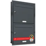 AL Briefkastensysteme 2er Briefkasten Anthrazit inkl. Zeitungsfach