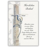 bsb Trauerkarte zur Beerdigung - liebevolle Beileidskarten mit Umschlag - Trauerkarte hochwertig mit Calla mit Kreuz - Herzliches Beileid Karte Trauer - Kondolenzkarte in 11,5 x 17,0 cm