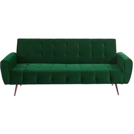 vente-unique Schlafsofa Klappsofa 3-Sitzer - Samt - Tannengrün - POLANI