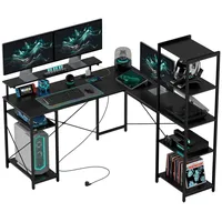 Homcom Gaming-Tisch, Schwarz Holzwerkstoff, 137x139.5x140 cm