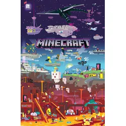 Close Up Minecraft Poster World Beyond, offiziell lizenziert, farbenfroh, große Maße, Wanddekoration