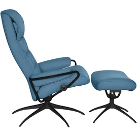Stressless Relaxsessel "London", blau (sparrow blau paloma), B:80cm H:116cm T:71cm, Leder BATICK: durchgefärbtes und genarbtes Möbelleder;Leder PALOMA: durchgefärbtes Semianilin-Möbelleder;ROHLEDER Stoff Q2 FARON (100% Polyester im Flor, Grundgewebe: 50% Polyester,