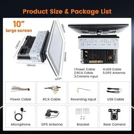 akhan 2+64GB 10 Zoll Autoradio Android 13 mit Navi Android Autoradio Bluetooth mit Mirror Link für iOS/Android Radio Auto Radio Touch Display 1 Din