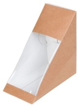 Greenbox Sandwichboxen mit PLA Fenster, braun, Praktische Pappboxen für Take away Sandwiches, 1 Packung = 150 Stück