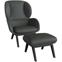 flexlux Ohrensessel FLEXLUX "Adria Designsessel, Loungesessel", grau (warm mineral grau), B:78cm H:100cm T:96cm, 100% Echteder, Sessel, Ohrensessel, Stil & Komfort, organische Form, Fuß Holz schwarz