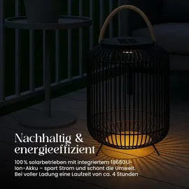 Best Season Deko-Korb Solar LED 48 cm Metall spritzwassergeschützt schwarz