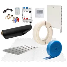 Selfio 50 m2 Set Trockenestrichsystem 25 mm WLG 035 PE-RT Rohr Raster 12,5 cm 4 Heizkreise LCD Regler 230 V + Zubehör