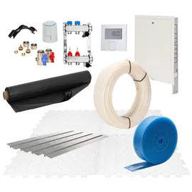 Selfio 50 m2 Set Trockenestrichsystem 25 mm WLG 035 PE-RT Rohr Raster 12,5 cm 4 Heizkreise LCD Regler 230 V + Zubehör