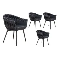 LC Home 4er Set Esszimmerstuhl »Remy« Samtoptik schwarz Armlehnstuhl