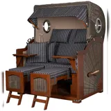 Mr. Deko Strandkorb Komplettset - bene living - Ammersee Mahagoni Bullauge - PE grau - Modell 500 - inkl. Liftersystem