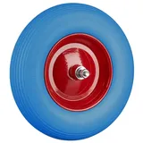 Relaxdays Schubkarrenrad Vollgummi mit Achse, 4.80 4.00-8 Gummirad, pannensicher, 100kg Tragkraft Ersatzrad, blau-rot