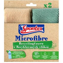 Spontex 19700158, Microfibre Recyclingfasern x2 Mikrofasertuch (Hergestellt aus recycelten PET-Flaschen)