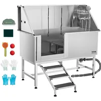 Vevor Tierpflegewanne mit Treppe Wasserfilterplatte linke Tür 1500x700x1495mm