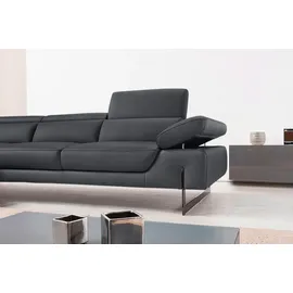 Egoitaliano "Queenie, extravagantes Sofa mit erstklassigem Sitzkomfort, L-Form", mit verstellbarer Armlehne und Kopfteilen für Wohlfühlkomfort grau