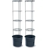 Prosperplast Tomate Grower Pflanzkübel aus Kunststoff in Anthrazit (L) x 39,2 cm (B) x 31,5-153 cm (H) (Groß | 2 Stück)