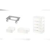 Logiplast 7 Stück E2-Kasten weiß + 1 Transportroller mit vier Lenkrollen grau