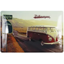 BRISA VW Collection by BRISA Metallschild Volkswagen Retro-Blech-Schild-Vintage-Dekoration, (Made in Germany, 1 Stück), Geschenk-Idee aus Metall im bunten T1 Bus Design, 20x30 cm bunt 30 cm x 20 cm