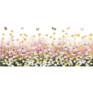 Coonoor Wandtattoo Blumen Wandaufkleber Wildblume Wandsticker (2 St), Schlafzimmer Wohnzimmer Sofa Hintergrund Wanddeko bunt