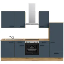 Nobilia Küchenleerblock Easytouch, Blau, Eiche, Metall, 3 Schubladen, nur wie online abgebildet bestellbar, 270 cm, Blauer Engel, Pefc, Goldenes M, Made in Germany, DGM-Klimapakt, seitenverkehrt erhältlich, vormontierter Korpus, Anti-Fingerprint, Küchen,