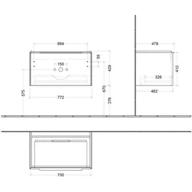 Villeroy & Boch Subway 3.0 77,2x42,9x47,8cm, o LE/Gr vo bla, Kan Oa