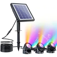 PChero Teichbeleuchtung Solar, RGB Unterwasser Licht Pool LED Unterwasserbeleuchtung IP68 Wasserdicht Teichzubehör für Teich Deko Garten Brunnen Wasserfall Außen