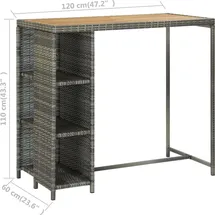 vidaXL Gartenbar Set 5-tlg. Grau