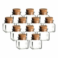 Gouveo 12er Set Gewürzgläser 120 ml eckig mit Korkverschluss