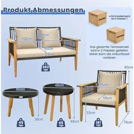 Costway Polyrattan Set 5-tlg. Braun