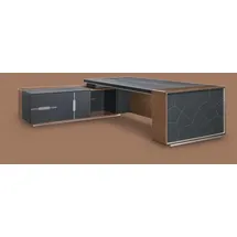 aea Schreibtisch Set Büro Garnitur tisch Chef Sessel Schrank Einrichtung Neu 3tlg. - Braun