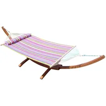ASS Altenburger 410cm XXL Luxus Hängemattengestell aus Holz Lärche mit Hängematte Limited Edition (Edelstahl - GEPOLSTERT) mit Stabhängematte von AS-S