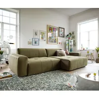 DeLife Ecksofa Lazaro 300x160 cm Samt Olive Ottomane rechts mit Sitztiefenverstellung,