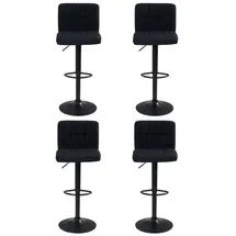 Home4You Barhocker 4er Set, Schwarz - Webstoffbezug - Metallgestell - höhenverstellbar - 4er Set