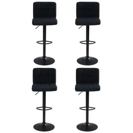 Home4You Barhocker 4er Set, Schwarz - Webstoffbezug - Metallgestell - höhenverstellbar - 4er Set