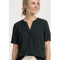 STREET ONE Kurzarmbluse Unifarbe mit Split Neck grün 38