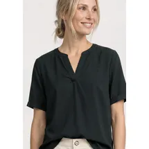 STREET ONE Kurzarmbluse Unifarbe mit Split Neck grün 38