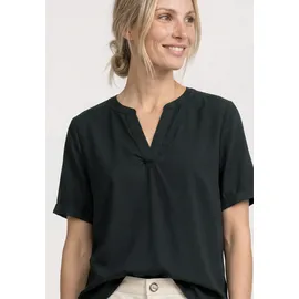 STREET ONE Kurzarmbluse Unifarbe mit Split Neck grün 38