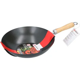 Alpina Wokpfanne ⌀30CM - mit Antihaftbeschichtung - Edelstahlpfanne mit Holzgriff - Nicht für Induktion Geeignet - Schwarz