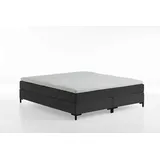 Atlantic Home Collection Romy Boxspringbett ohne Kopfteil, Taschenfederkernmatratze, Härtegrad 3, inklusive Topper, Anthrazit, 180 x 200 cm