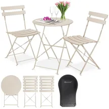 Kesser KESSER® Bistroset 3-teilig Bistrotisch mit 2 klappbaren Stühle Set Balkonset Balkonmöbel Klapp-Möbel Gartenset Sitzgarnitur Gartengarnitur Gartenmöbel Sitzgruppe Metall Bistro Gartentisch inkl. Abdeckung