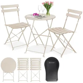Kesser KESSER® Bistroset 3-teilig Bistrotisch mit 2 klappbaren Stühle Set Balkonset Balkonmöbel Klapp-Möbel Gartenset Sitzgarnitur Gartengarnitur Gartenmöbel Sitzgruppe Metall Bistro Gartentisch inkl. Abdeckung